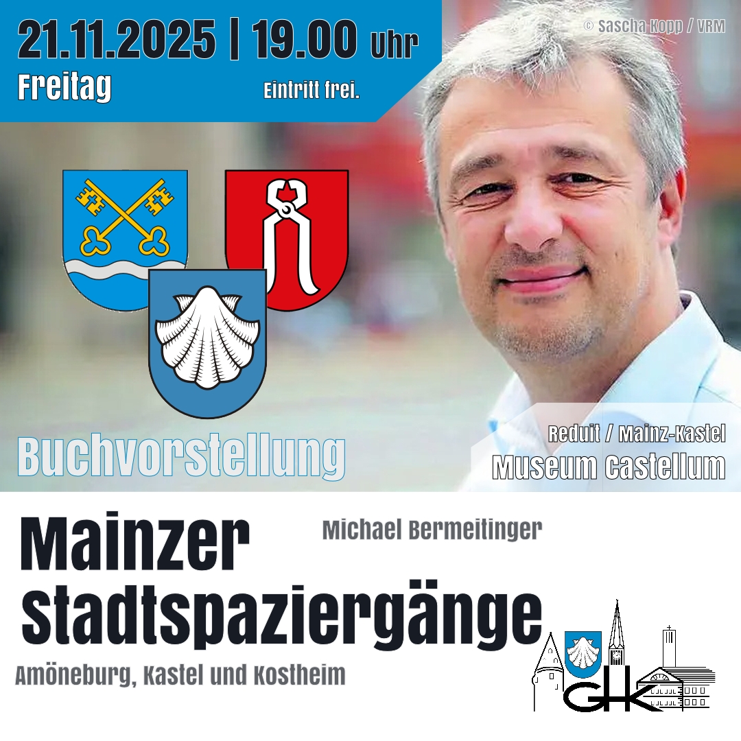 Am kommenden Freitag ist es soweit, Michael Bermeitinger präsentiert seinen neuesten Band der Mainzer Stadtspaziergänge im Museum Castellum. Wir freuen uns auf Euer kommen!
#Kastel #Kostheim #Amöneburg #Reduit #Mainz #Buchvorstellung #MainzerStadtspaziergänge #GHK #Danke #HeimatgeschichteErLeben #TeamHeimatforscher #VRM